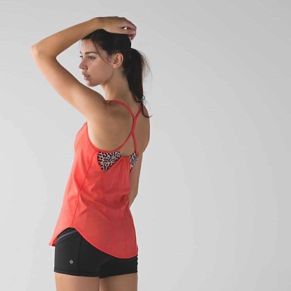 Lululemon Roll Out Tank Heathered Alarming / Ace Spot Grain Black Size 6